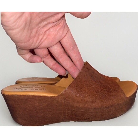 KORK-EASE Tutsi Brown Leather Slide Sandals Size 8 M Vintage - Picture 1 of 8